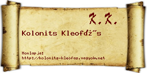 Kolonits Kleofás névjegykártya